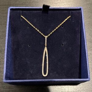 Swarovski gold crystal open tear shaped necklace